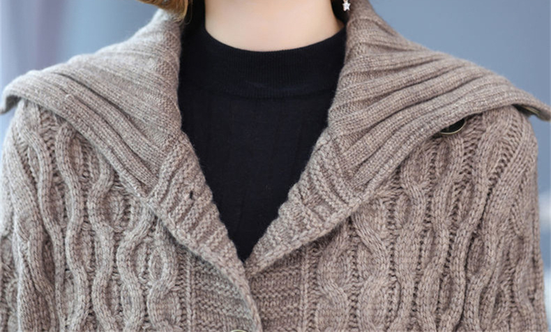 Winter Clothes Women Solid Single Breasted Long Sleeved Coat Knitted Cardigan Oversized Cardigan Thick Sweaters for_voghion.com