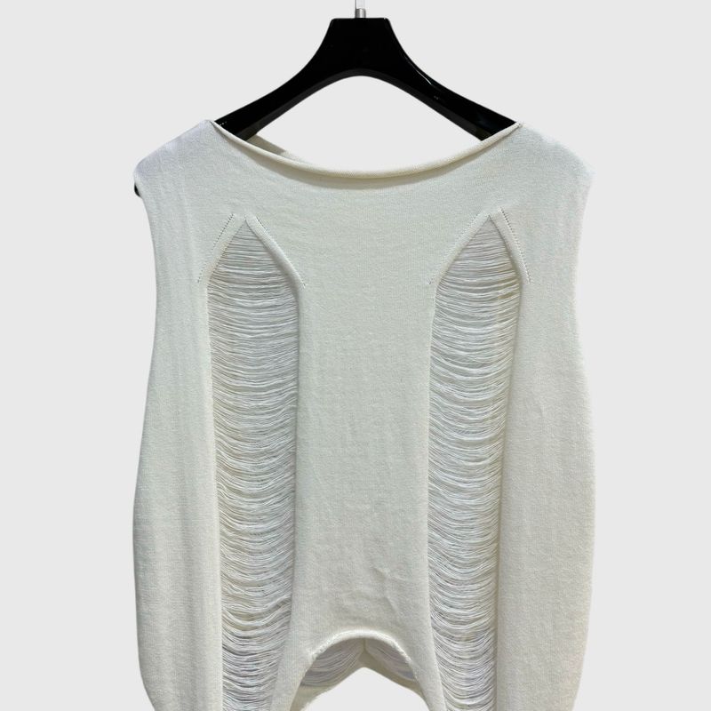 meisje SUBHUMAN | Hollow Out onregelmatig gebreid dames niche-ontwerp Spicy Girl doorschijnende mouwloze dunne top_voghion.com