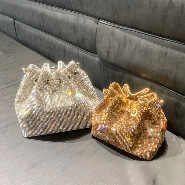 purses and handbags bags for women luxury Designer bucket clutch purse evening banquet bag Crystal rhinestone shoulder bag_voghion.com