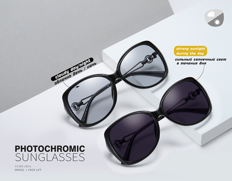 LIOUMO Occhiali da sole da donna polarizzati femminili Glae fotocromatici Shopping Eyewear Fahion Tea Frame UV400 zonnebril_voghion.com