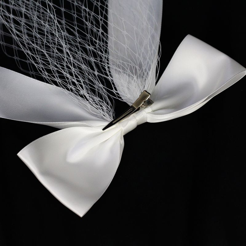 Voile de mariée unisexe en filet Damu, col court blanc, nœud papillon, filet d'enregistrement, couvre-chef rouge_voghion.com