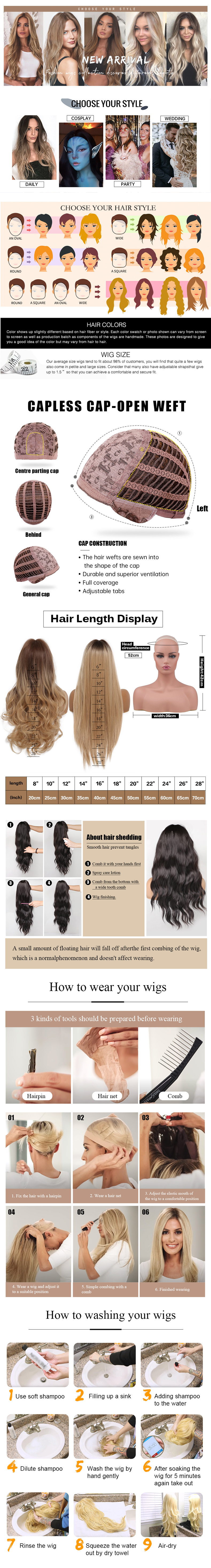 Wig Ladies Girls Curly Wavy Wig Center Part Synthetic Wig Everyday Use Cosplay Party Wig_voghion.com