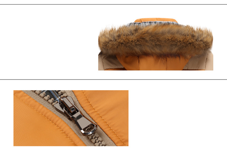 Jachetă bărbătească de iarnă, croială casual, cu buzunar roșu cu fermoar, guler detașabil, îngroșată, cu buzunar, culoare uni, căptușită cu fermoar_voghion.com