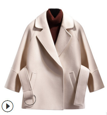 New Woolen Coat For Women's Autumn And Winter Woolen Coat Short Cape With Waistband_voghion.com
