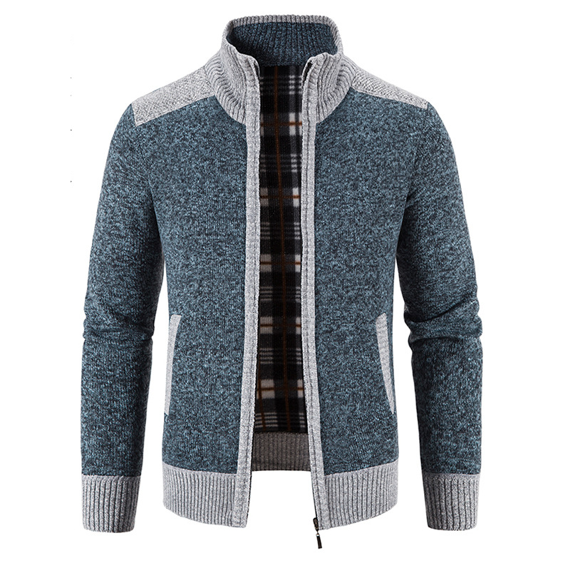 Automne et hiver Plus polaire épaissie grande taille pull manteau col montant Cardigan hommes_voghion.com