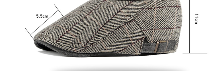 Unisex Autumn/winter cotton knit beret for men casual vintage cap for women plaid forward hat_voghion.com