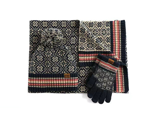 fornitura speciale di nuovo vestito caldo invernale per il commercio estero, cappello e sciarpa in lana lavorata a maglia acrilica, set da tre pezzi_voghion.com