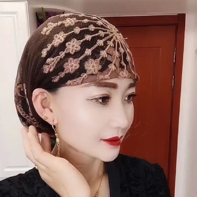 Fashion Muslim embroidery square scarf non-slip sarong ethnic style cover head wrap_voghion.com