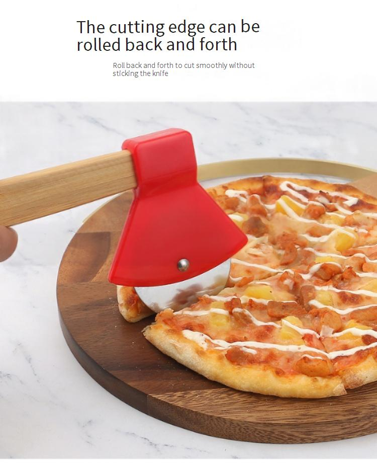 Hom Garden Supply Pizza Rolling Knife Axe Bamboo Handle Cutting Knife Kitchen Gadgets Creative Pizza Knife Baking Cutting Knife_voghion.com