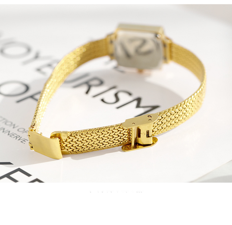 Orologio da donna, piccolo orologio quadrato, orologio al quarzo, piccolo orologio con strass, piccolo orologio in oro, orologio impermeabile per donna_voghion.com