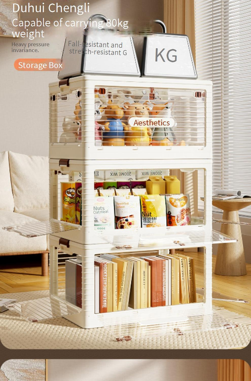 Scatola portaoggetti pieghevole per soggiorno, per vestiti, trapunte, guardaroba trasparente, libri, giocattoli, vestiti, scatola portaoggetti trasparente_voghion.com