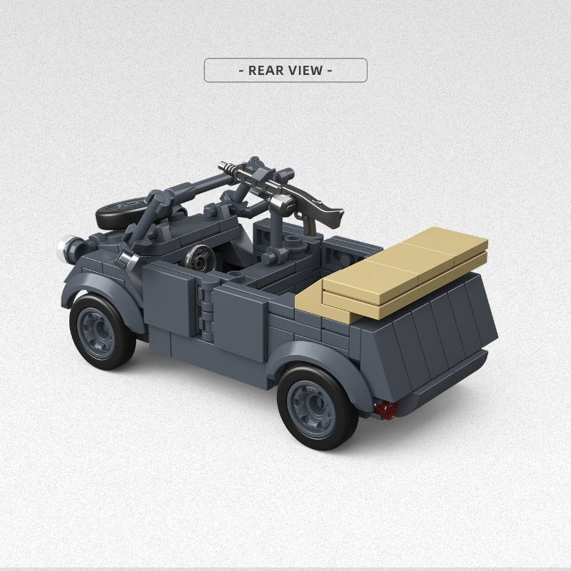 Modelo clássico militar do exército da Segunda Guerra Mundial, tipo 82, Kübelwagen e Sd.Kfz.2, motocicleta de meia-lagarta, brinquedo de bloco de construção_voghion.com