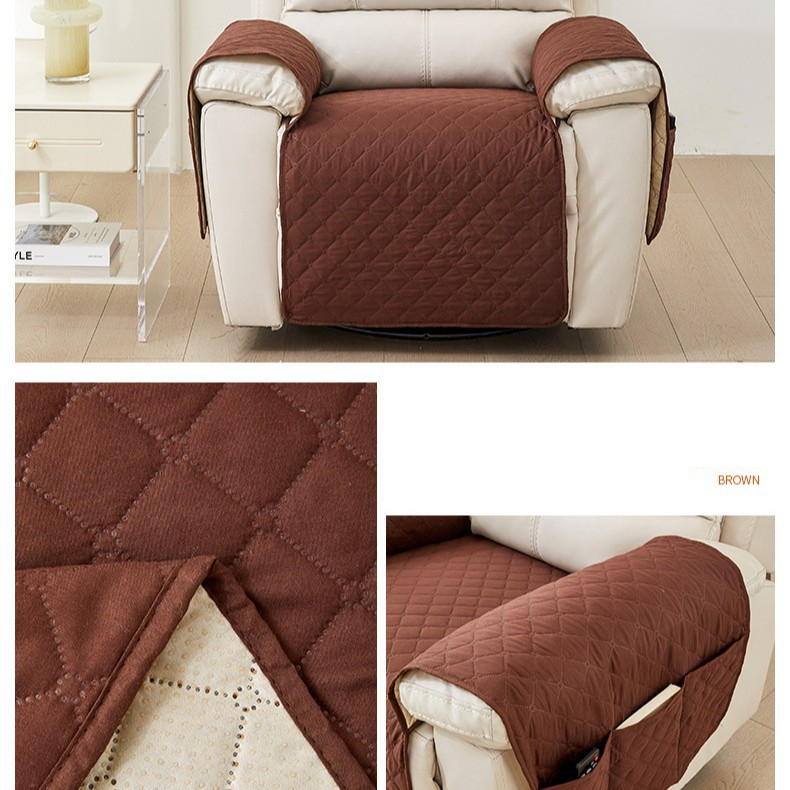 Copridivano reclinabile con tasche portaoggetti - Protezione trapuntata a ultrasuoni impermeabile e antiscivolo_voghion.com