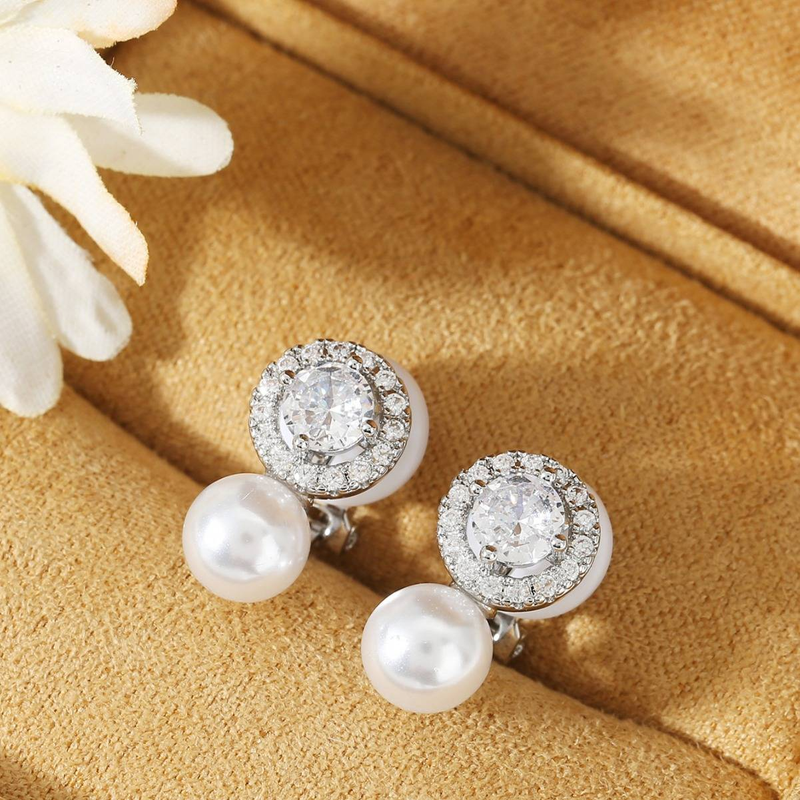 Ohrringe Retro Leichter Luxus Einfache Perlenohrclip Damen Leichter Luxus High-End-Temperament-Ohrringe Temperament Promi-Perlenohrringe_voghion.com