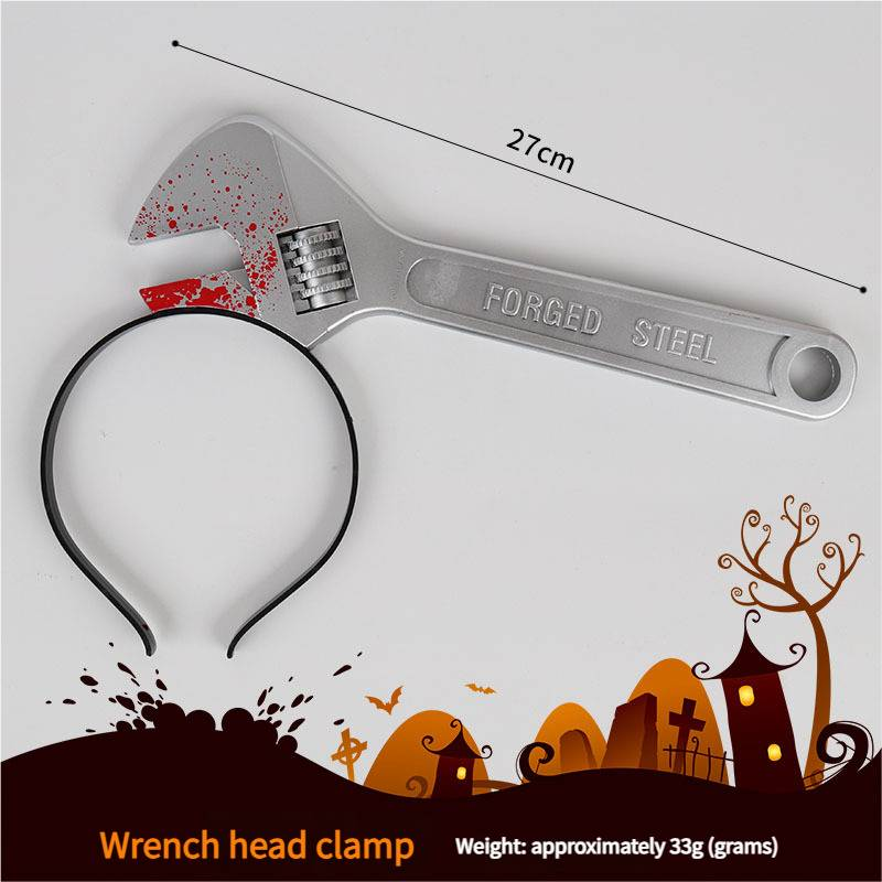 Halloween Divertente Fascia Copricapo Trucco Accessori Piercing alla testa Simulazione Coltello da cucina Forbici Chiave inglese Sega Ascia Martello_voghion.com