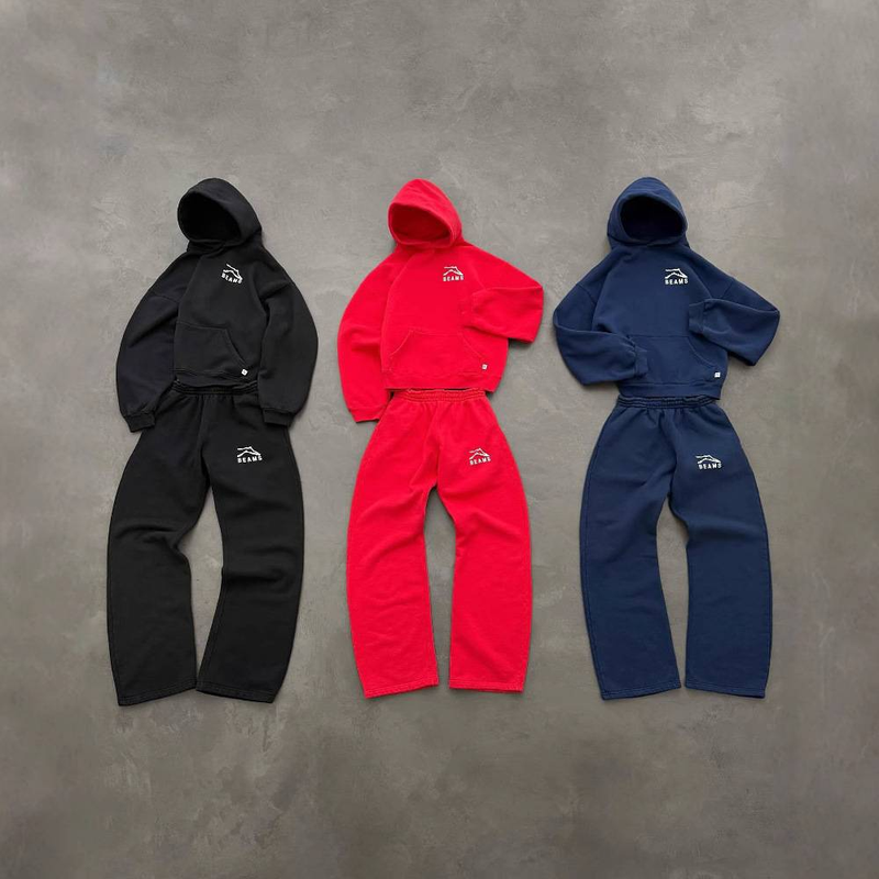 Sokak Giyimi Kapüşonlu ve Jogger Takımı – Büyük Boy Hip-Hop Unisex Eşofman Takımı (K-B) – Düşük Omuzlu Vintage Retro Kazak_voghion.com