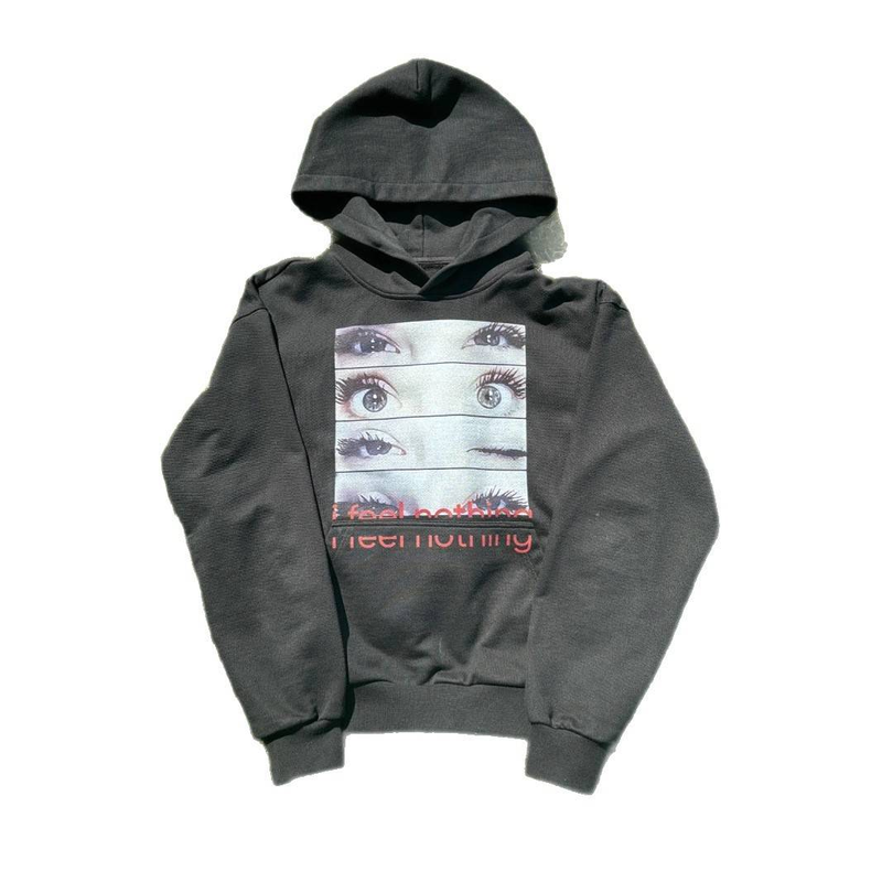 "Y2K Dark Print Hoodie – Oversized Retro Pullover With Graphic Design | Unisex Streetwear Sweater (Black/Grey) | S-XL"_voghion.com