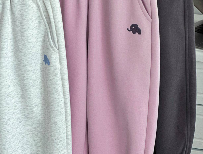 Pantalones deportivos casuales para niña: pantalones de algodón suave de cintura alta con bordado de elefante (3 colores, 8 tallas, para madre e hija)_voghion.com