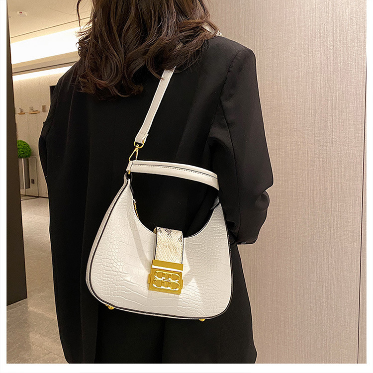 Cross-border women's bag 2023 new simple fashion shoulder bag retro crocodile pattern ladies underarm Messenger bag bags_voghion.com
