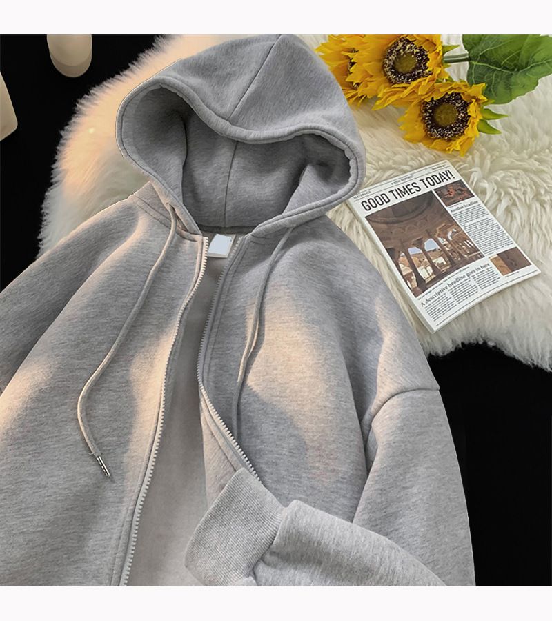 Herren-Sweatshirtjacke mit Kapuze und Reißverschluss und Fleecefutter – Schwerer Winterpullover mit Taschen, Unisex-Freizeitoberbekleidung (Schwarz, Weiß, Grau, Blau)_voghion.com