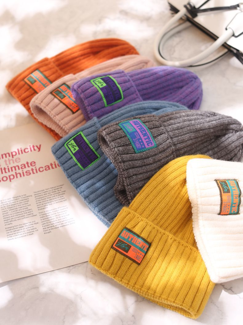 Chapeau en laine tricoté pour enfants, visage rond, Version polyvalente, mode Orange coréenne, automne et hiver_voghion.com