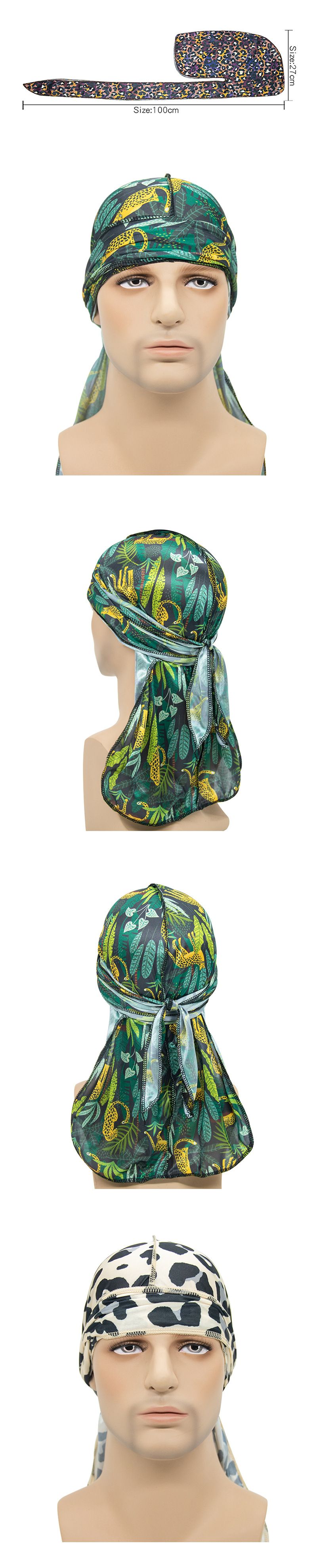 Nuovo cappello da pirata con stampa leopardata in raso, berretto elastico hip-hop, DURAG SETOSO_voghion.com