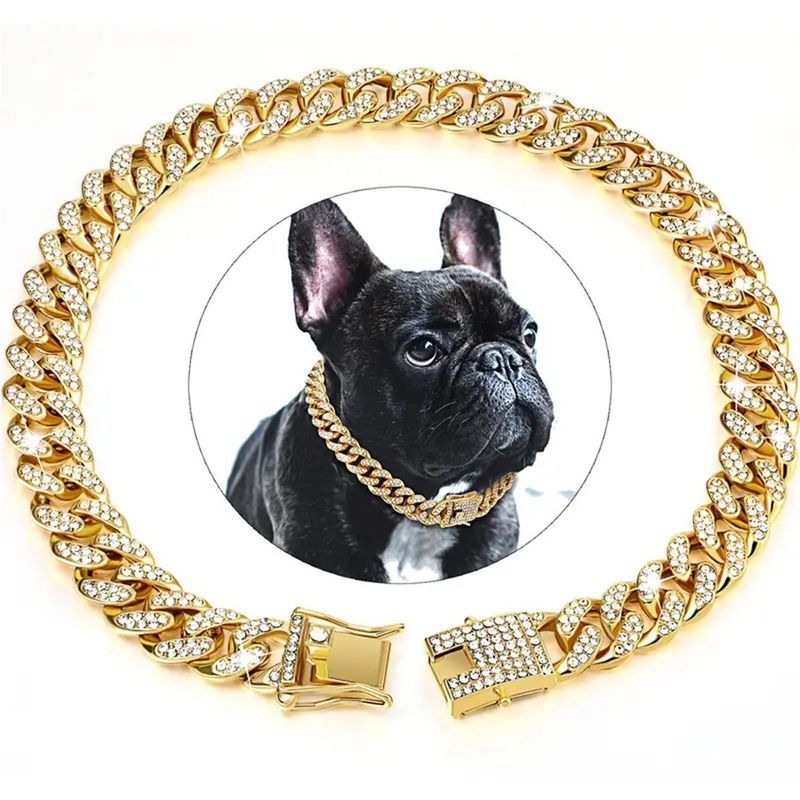Hiphop-halsbånd til kjæledyr, kubansk kjede, hundekjede full av diamanter, lås, gull, sølv, fabrikk direkte salg_voghion.com