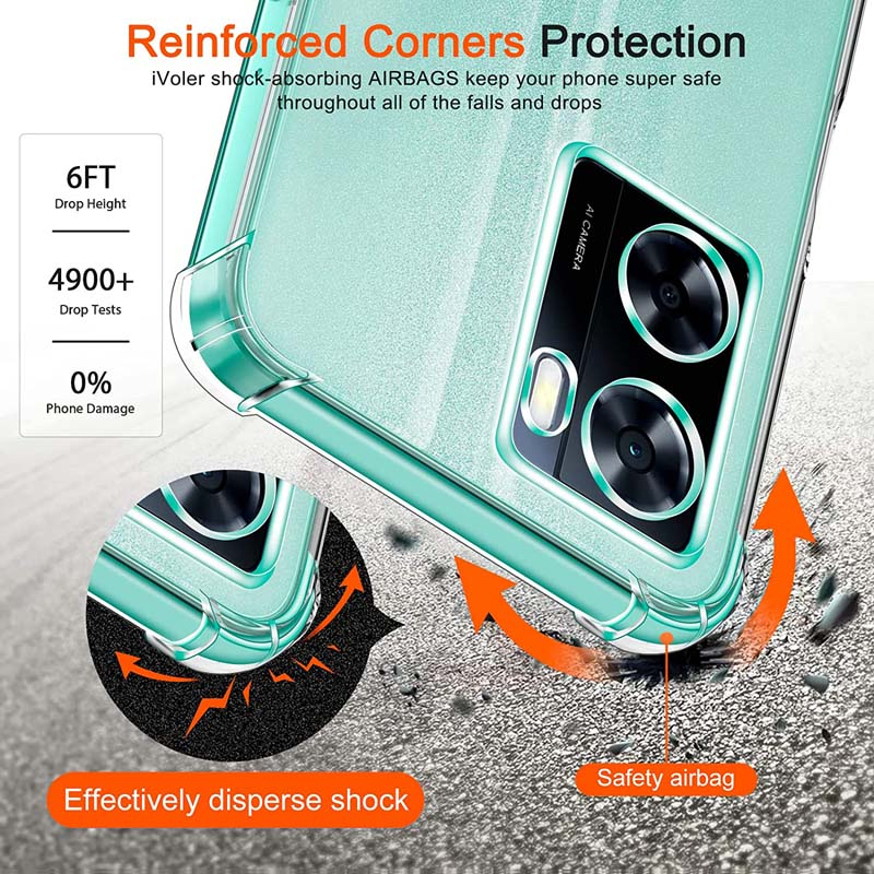 Clear Case For Oppo A57 4G A77 5G A77s A57s A57e Thick Shockproof Soft Silicone Phone Cover for Oppo A94 5G A76 A96 A78 5G A17_voghion.com