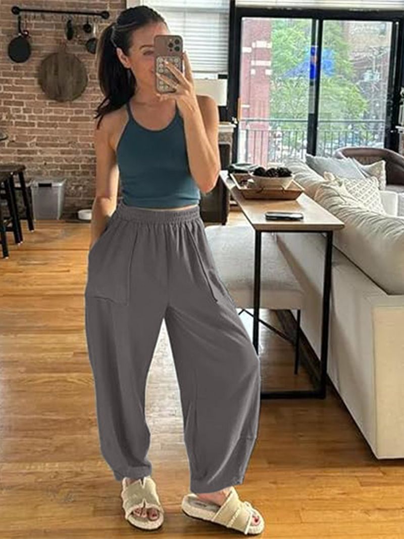 Women's Casual Jogger Pants With Pockets - Soft Stretch Polyester Tapered Pants For Workout, Office & Everyday Wear_voghion.com