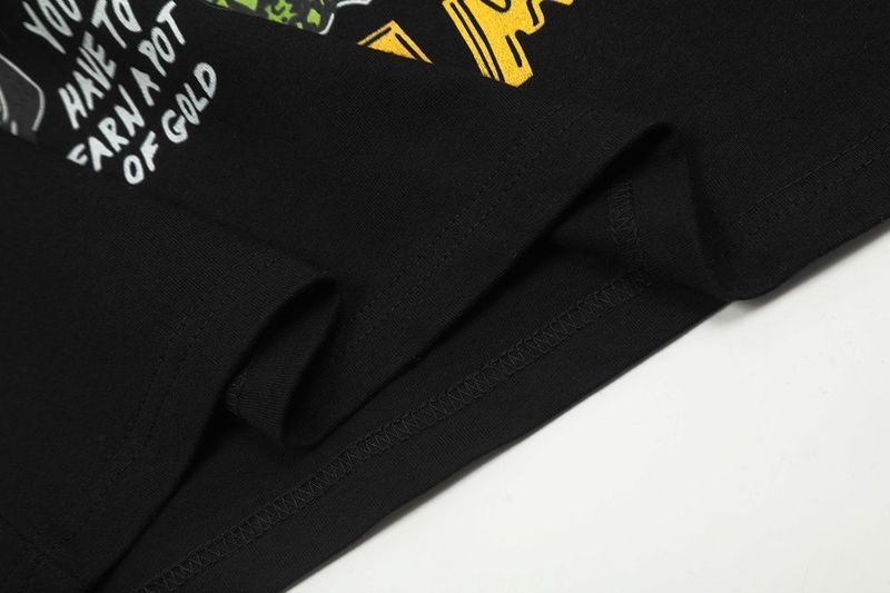 Maglietta casual da strada, a maniche corte, unisex, stile americano, con stampa a teschio, stile W Money L, girocollo, alla moda e ampia_voghion.com