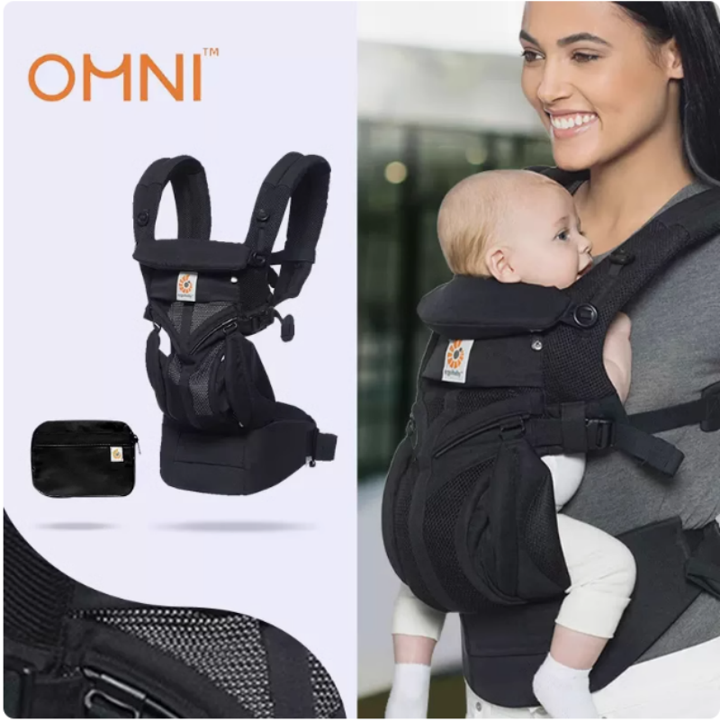 Marsupio porta bebè ergonomico Omni in cotone traspirante, con tracolla, cintura in vita, bretelle, versione cinese a 360 gradi_voghion.com
