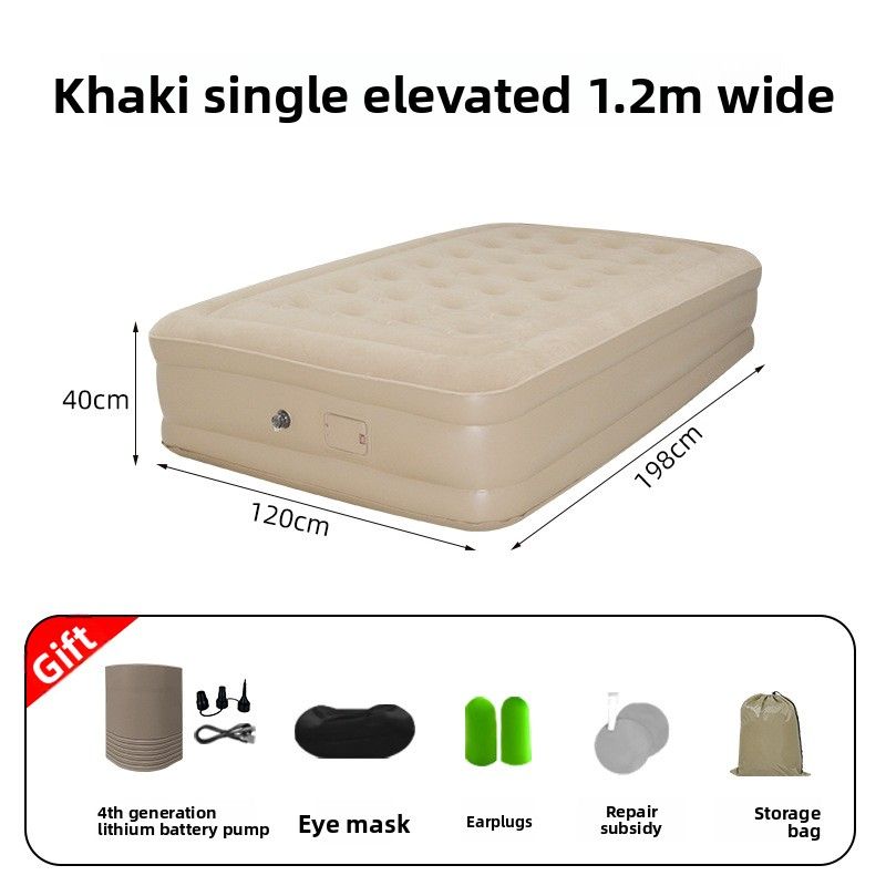 Fully Automatic Heightened And Thickened Flocked Inflatable Mattress, Outdoor Camping Double Air Bed, Home Use With_voghion.com