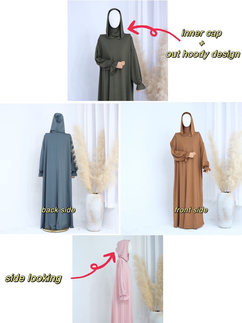 Women's Clothing Solid Color Hooded Casual Robe_voghion.com