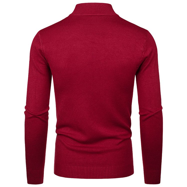 Einfarbiger Pullover für Herren mit Laufvolumen, halber Rollkragenpullover, Einheitsgröße, langärmeliges Pullover-Bottom-Shirt_voghion.com