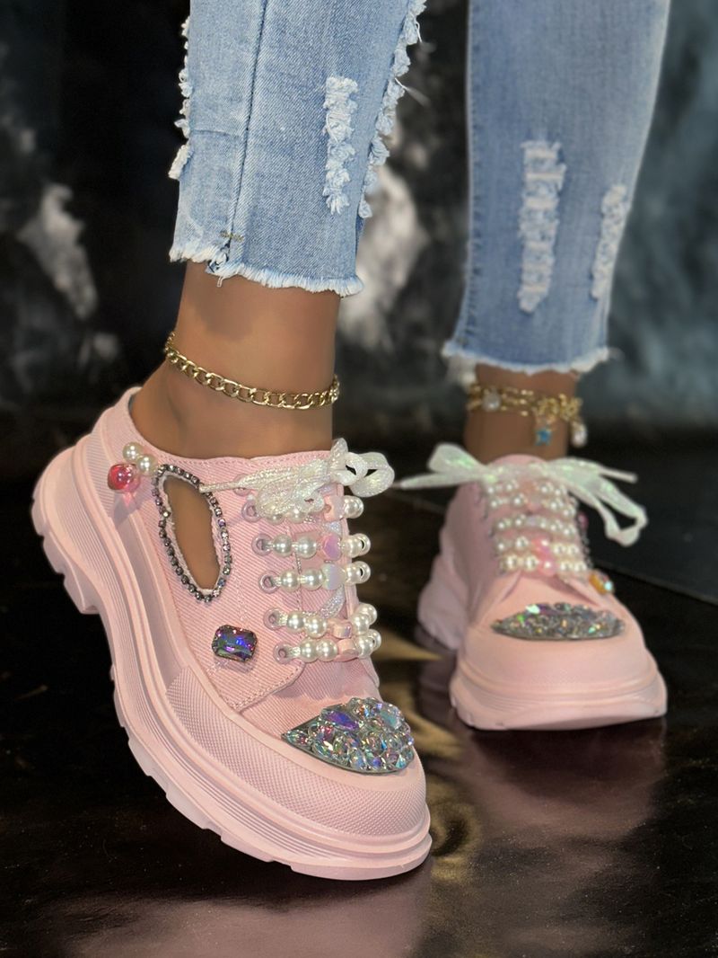 Women's Plus Size Summer 2025 Casual Sneakers - Breathable Lace-Up Slip-On Shoes With Mid Heel For Comfort & Style_voghion.com