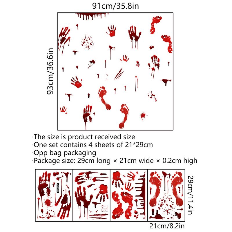 Aufkleber Halloween Blut Handabdruck Fußabdrücke Dekorative Wandaufkleber Fensteraufkleber Wohnzimmer Schlafzimmer Hintergrund Home Dekoration Aufkleber_voghion.com