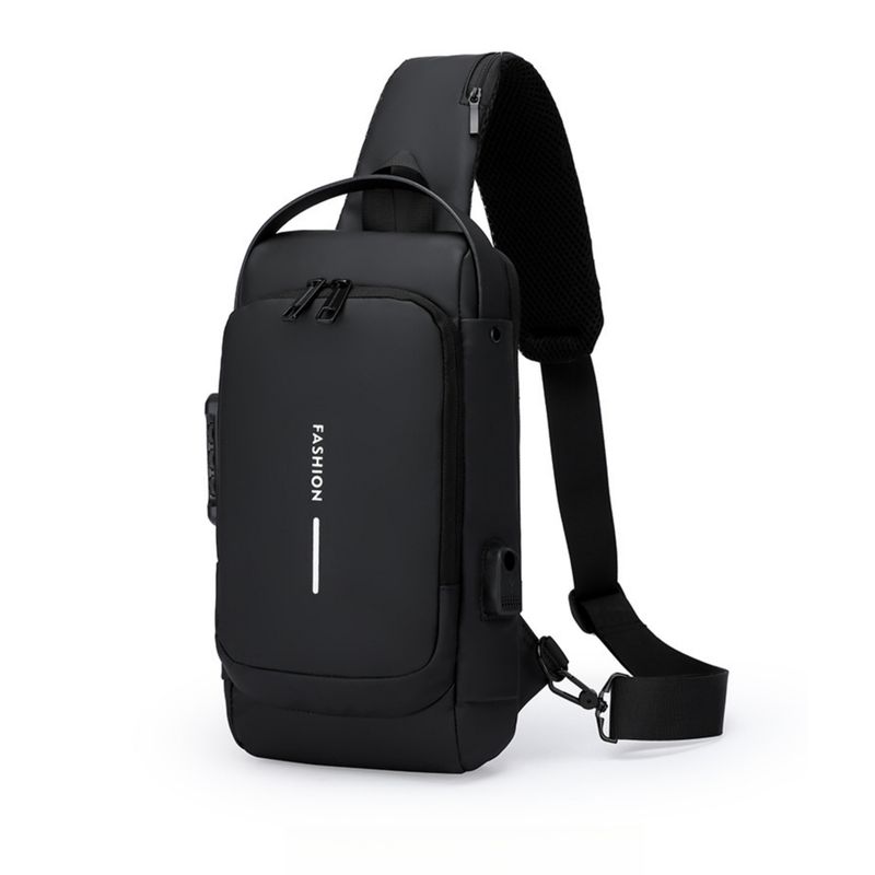 Oxford Fabric Sling Backpack With USB Charging Port, Adjustable Strap - Casual Outdoor Crossbody Bag For Hiking And Travel_voghion.com