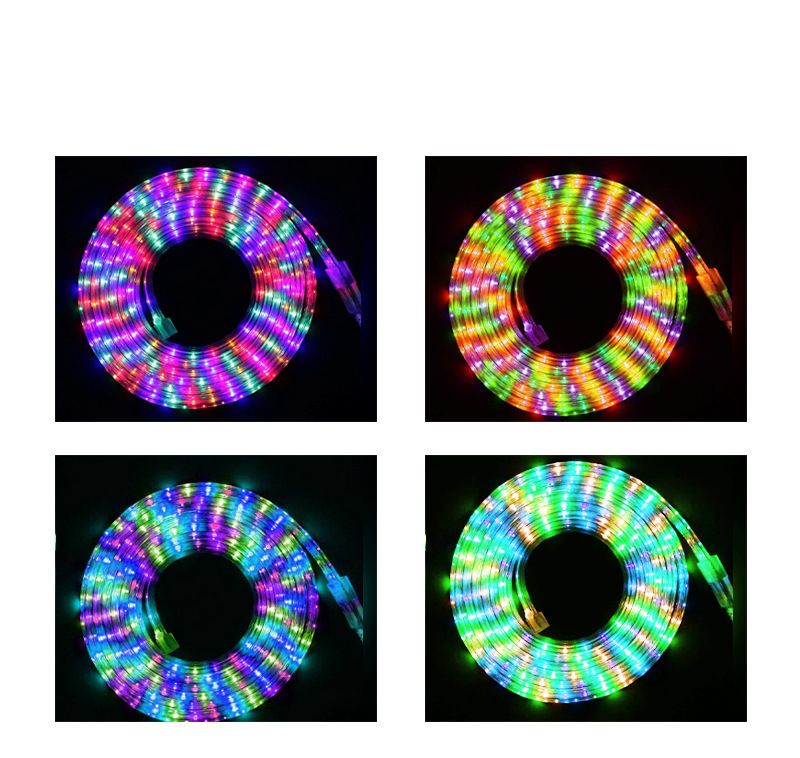 Tira de luces LED RGB de alto voltaje de 220 V, iluminación impermeable para fiestas al aire libre con efectos dinámicos de cambio de color, chip LED 2835, 20 lm por LED, 48 LED/m_voghion.com
