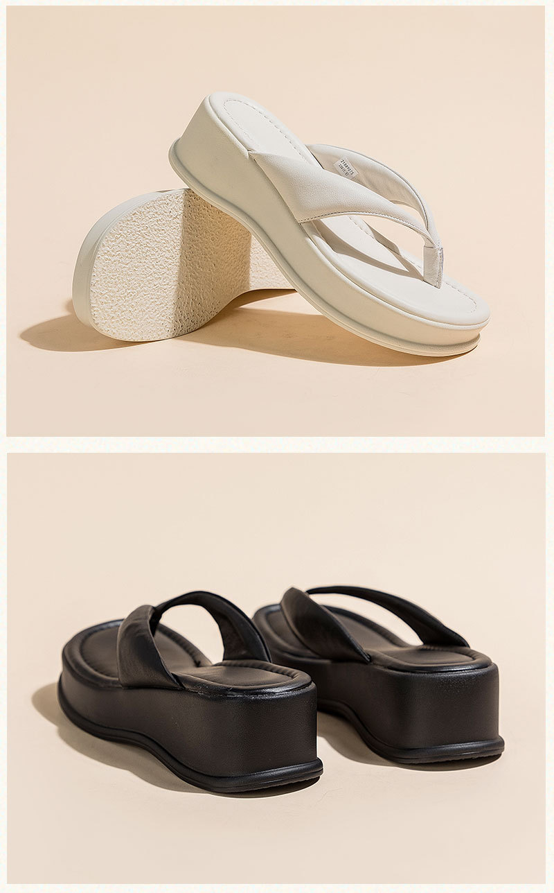 Polyurethane flat sole sandals for spring and summer 2023 women's thick sole flip flop leather soft sole casual shoes_voghion.com