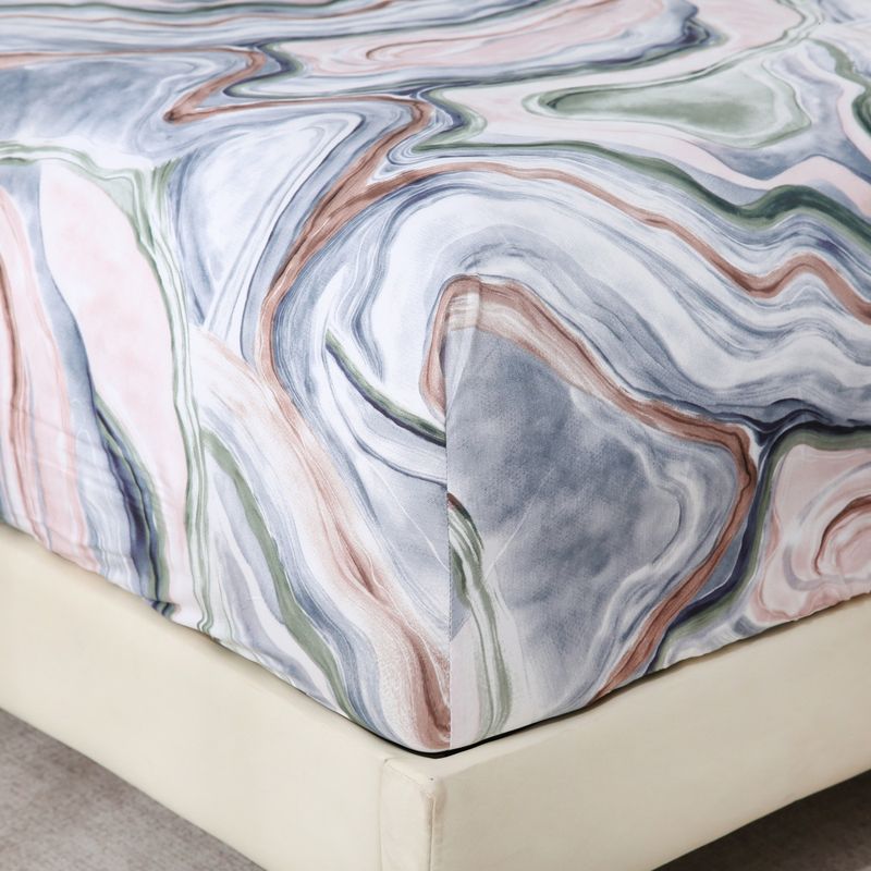 Set di lenzuola con angoli moderno in marmo psichedelico astratto con stampa 3D in poliestere, motivi geometrici e a cuore, diverse misure per letti singoli/matrimoniali/queen size/king size._voghion.com