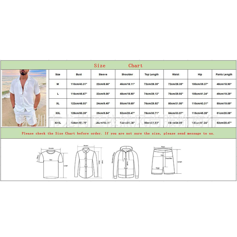 Camicia ampia da uomo, pantaloncini casual da uomo, abito a maniche corte_voghion.com