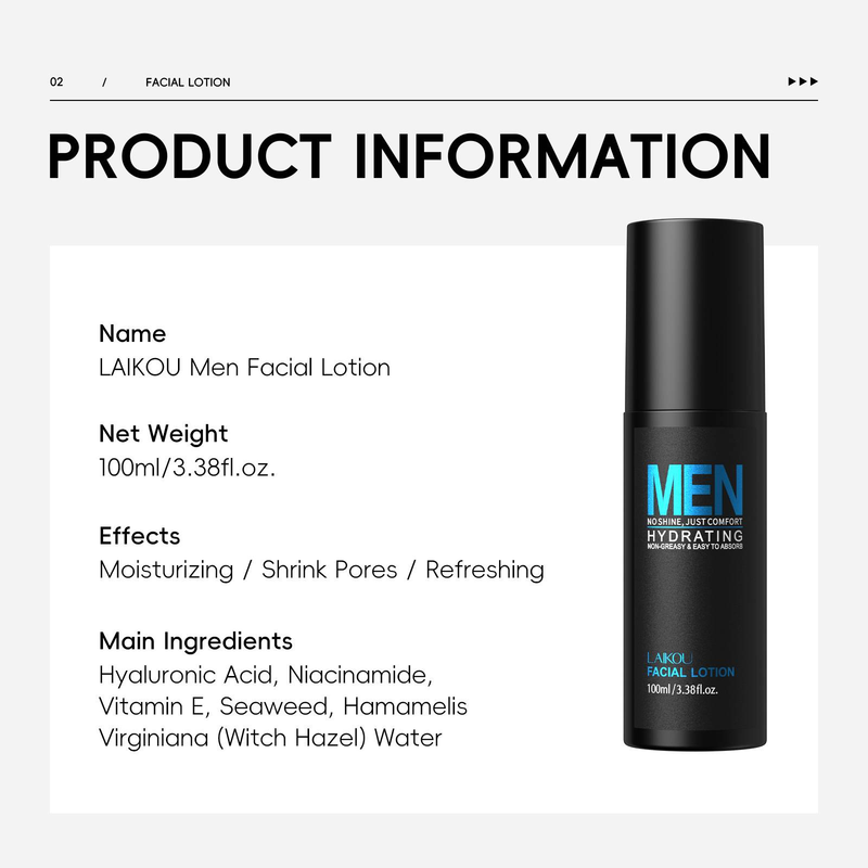 LAIKOU Men's 100ml Moisturizing & Hydrating Lotion - For All Skin Types_voghion.com