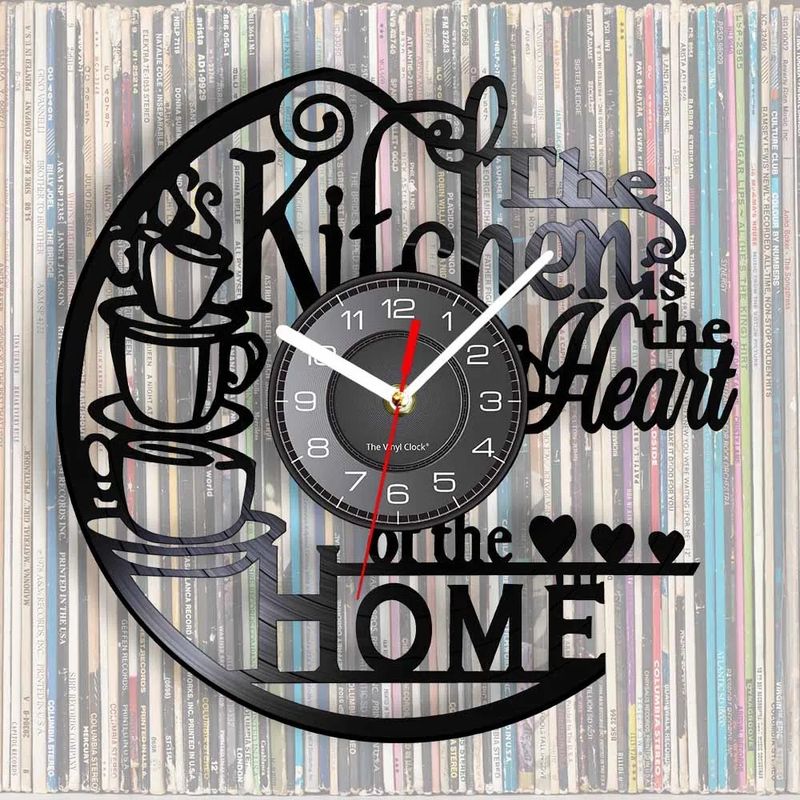 Coffee-Themed Wall Clock – Modern Kitchen Decor With Silent Quartz Movement, Battery Operated, Black Plastic Frame (8.3/12 Inch)_voghion.com