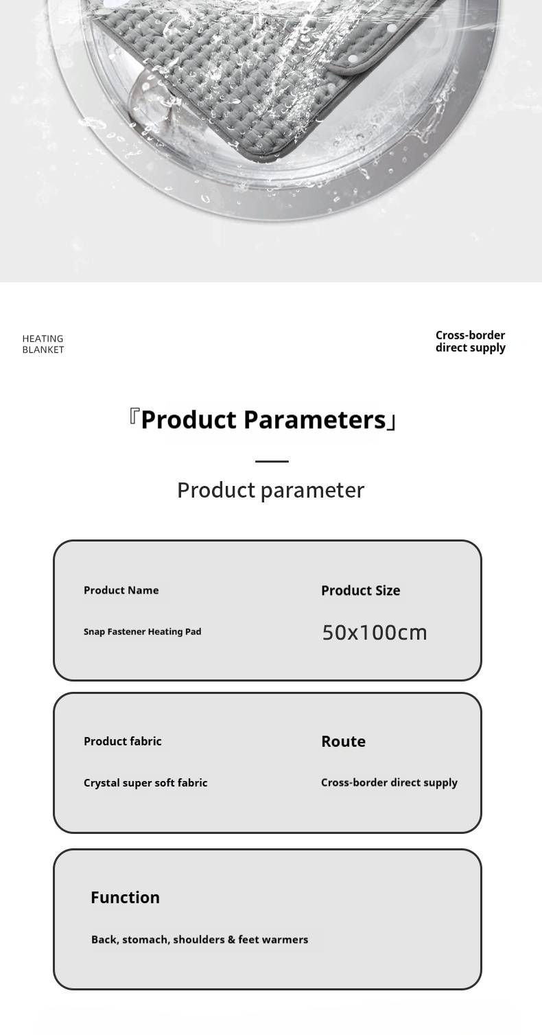 Coperta riscaldante terapeutica – Regolabile su 9 livelli, design con bottoni automatici, tessuto in pile di cristallo (220 V, 130 W, alimentazione CA, certificazione CE)_voghion.com