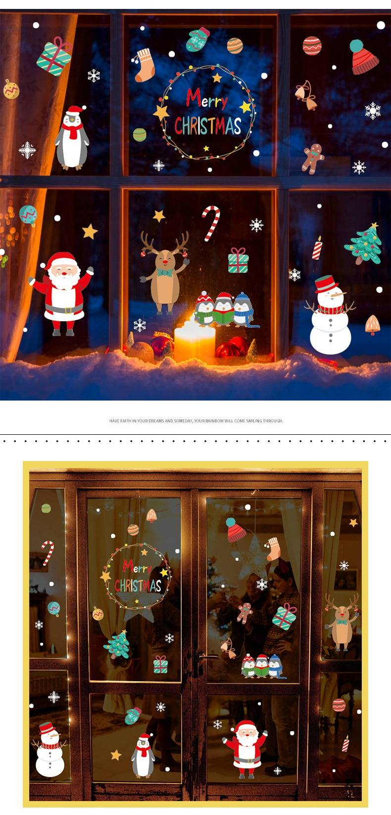 Calcomanías festivas para ventanas y paredes: decoraciones navideñas y de Año Nuevo, pegatinas autoadhesivas de PVC para el hogar, la tienda y la oficina._voghion.com