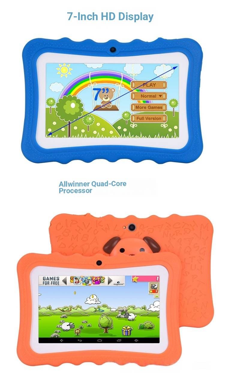 Tablette enfant Q7 7 pouces avec 16 Go de stockage, système d'exploitation Android et étui de protection - Double caméra, Bluetooth, processeur 8 cœurs (Wi-Fi uniquement, plusieurs options de couleurs)_voghion.com