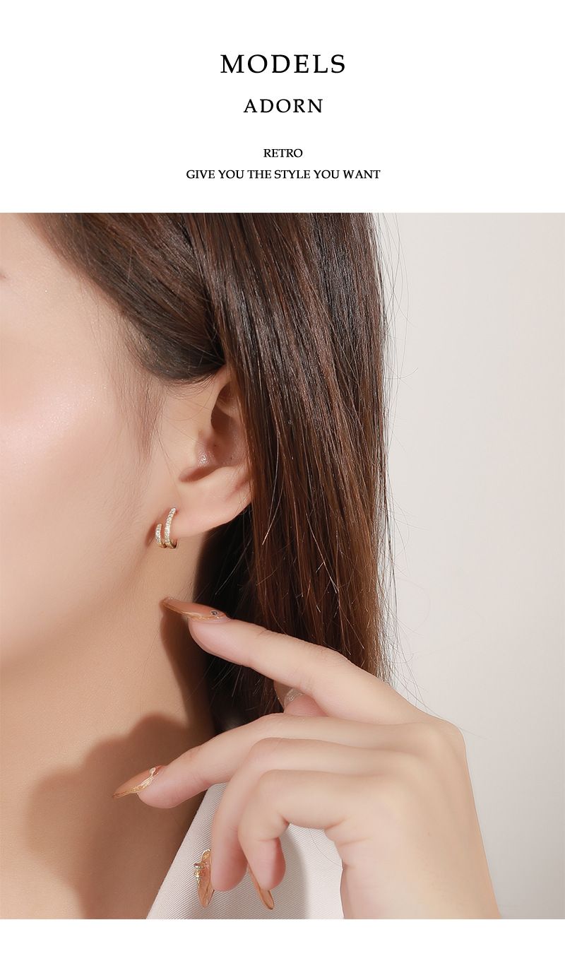 Oorbellen voor vrouwen Sterling Sier Retro Niche Ins Koreaanse cirkel gouden zirkoon oorbellen_voghion.com