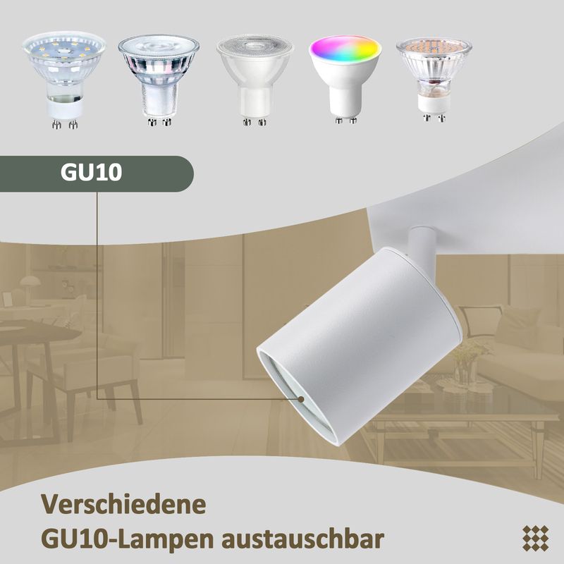 Glitzerlife Deckenleuchte 2 Flammig Deckenstrahler Weiß - Deckenlampe Eckig Deckenspots GU10 Modern Flurlampe 330° Schwenkbar Wandstrahler Aus Metall Für Küche_voghion.com