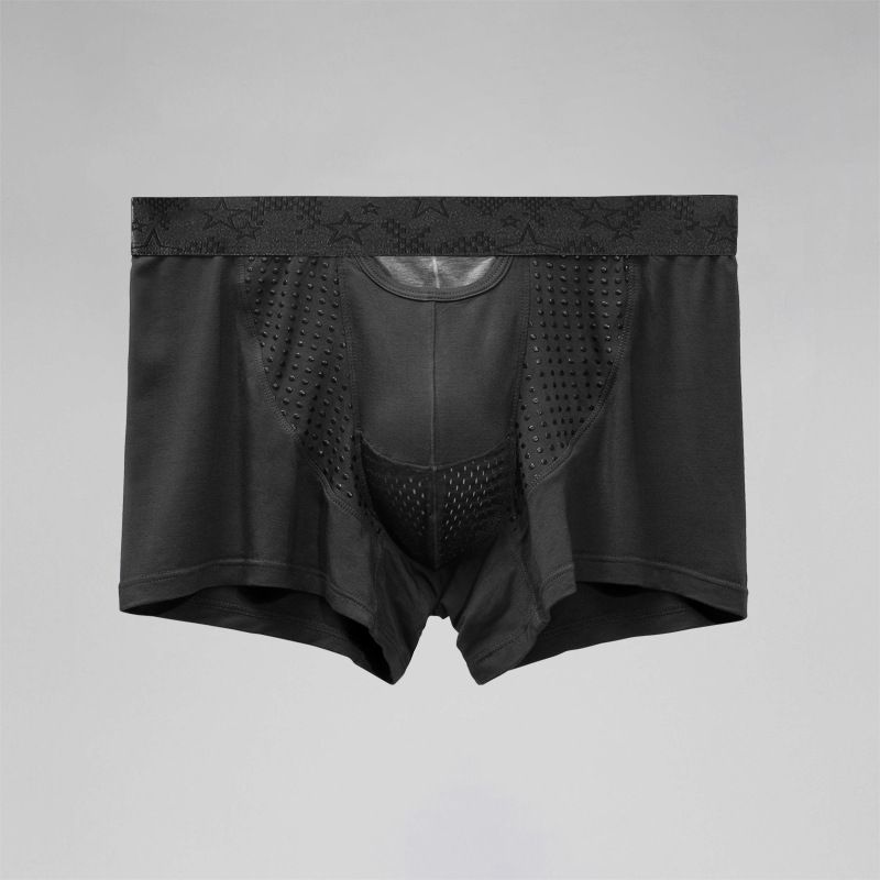2025d Jingso Bullet Separation Underwear For Men, Scrotum Support, Ice Silk Pouch, Varicose Boxer Briefs, British Style_voghion.com