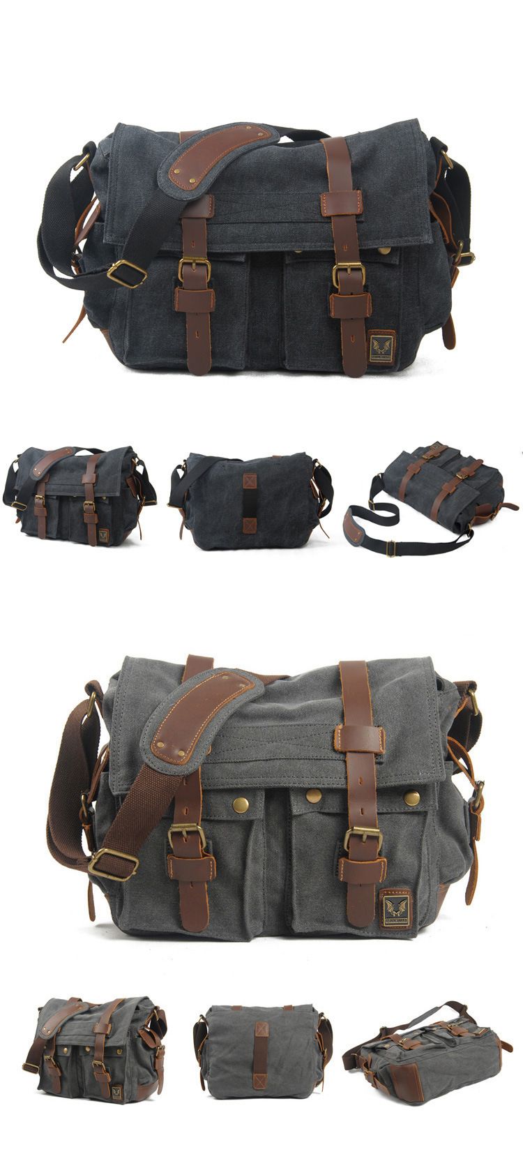 Retro Waterproof Canvas Outdoor Casual Motorcycle Messenger Bag_voghion.com
